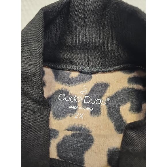 Cuddl Duds Shirt Womens 2X Black & Animal Print Turtle Neck Oversized - Picture 4 of 7